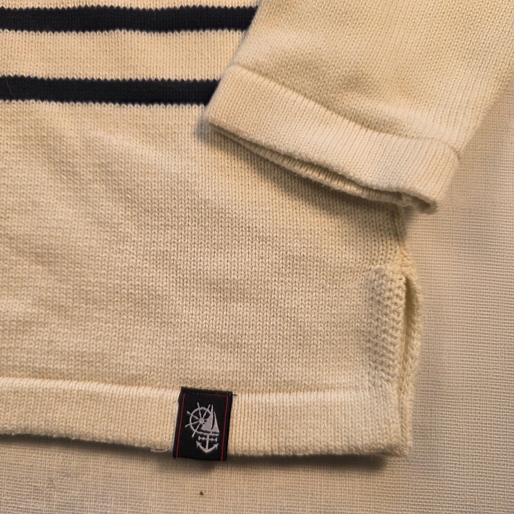 Breizh Ocean Stripe Nautical Sweater Women L Navy/wht Cotton Mariniere fisherman - Picture 9 of 10